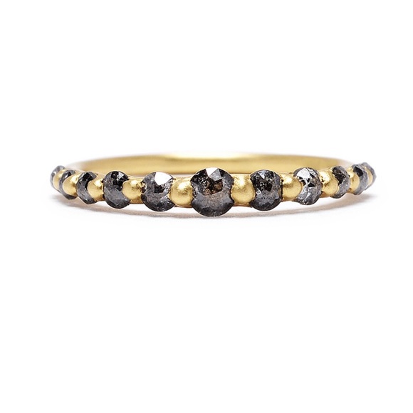 Polly Wales Jewelry - Polly Wales 18K Gold Halo Ring Grey Rose Cut Diamonds size 6.5